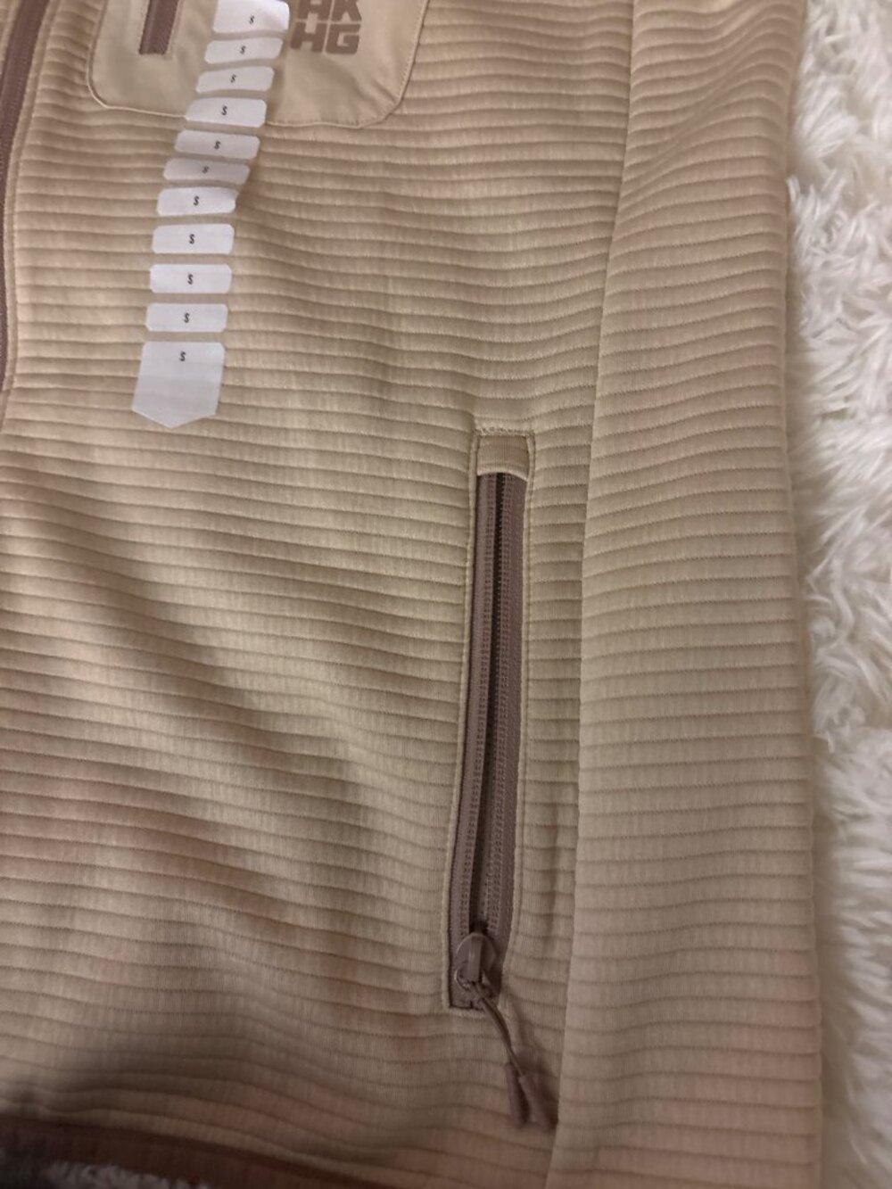 AKHG Womens Blackburn Full Zip Hoodie Beige Performance Fleece S Ribbed Design - Picture 5 of 14